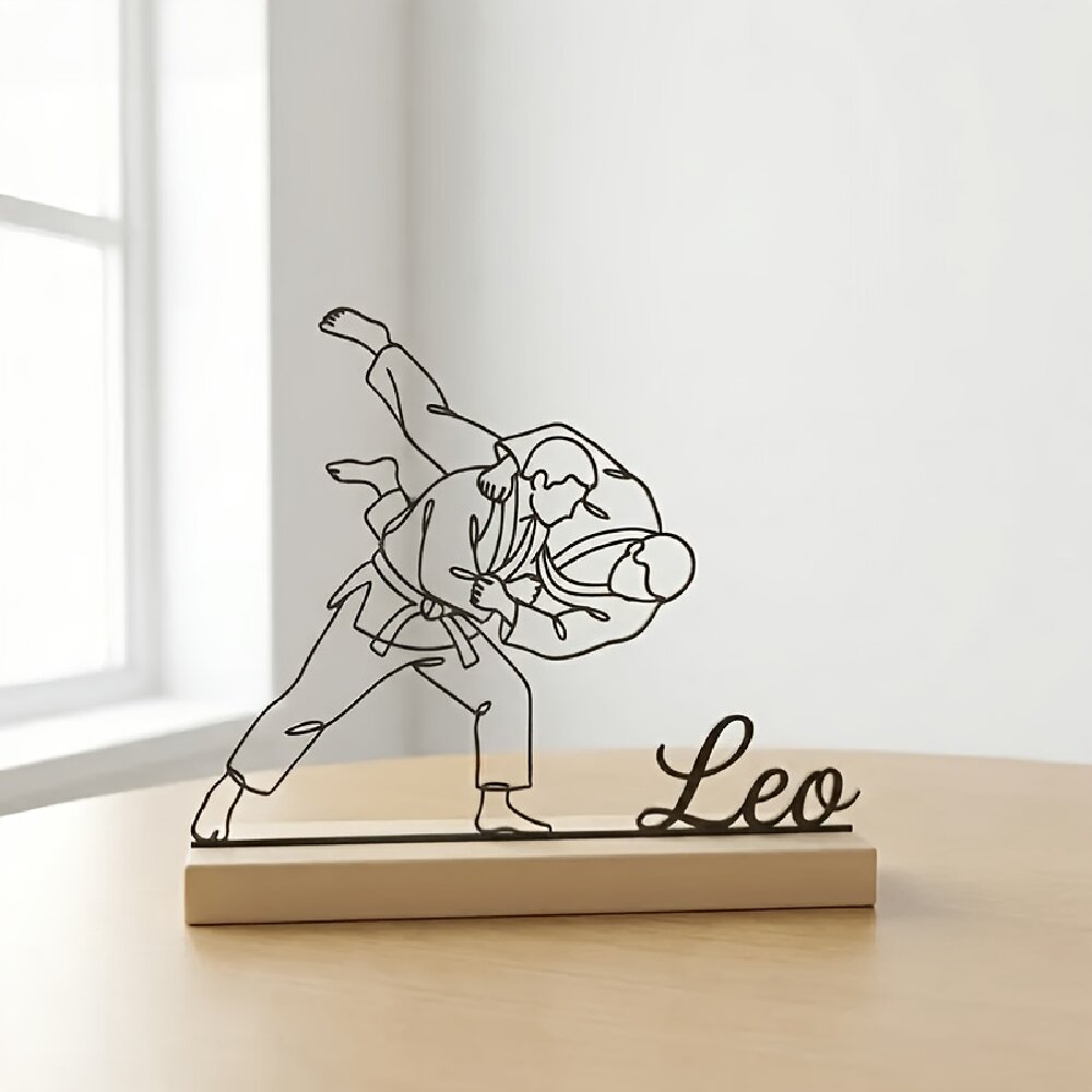 Baby Products Decoration - Maßgefertigte Gravierte Judo Kampfkunst-Statue mit Holzsockel